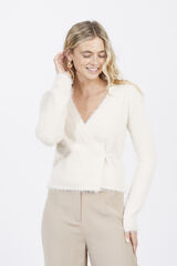 Brave Soul C&aacute;rdigan fluffy cruzado marfil