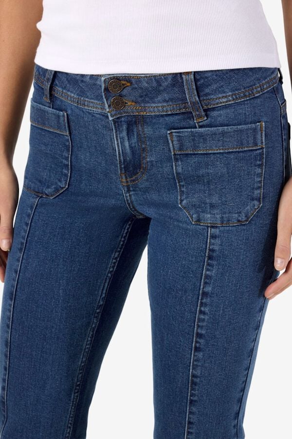 Noisy May Jeans bootcut com bolsos frontais azul