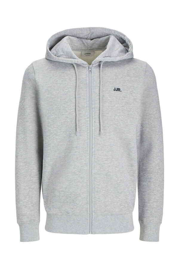 JJ REBEL Sweathsirt fecho-&eacute;clair com capuz cinzento