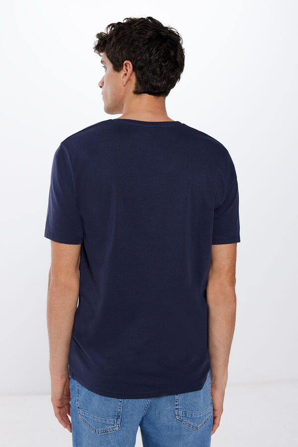 Springfield T-shirt gola em bico elastano azul