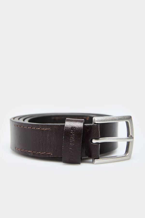 Springfield Cinto b&aacute;sico pele castanho