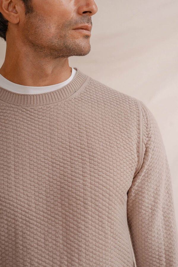 Celopman Jersey de malha estruturada  bege