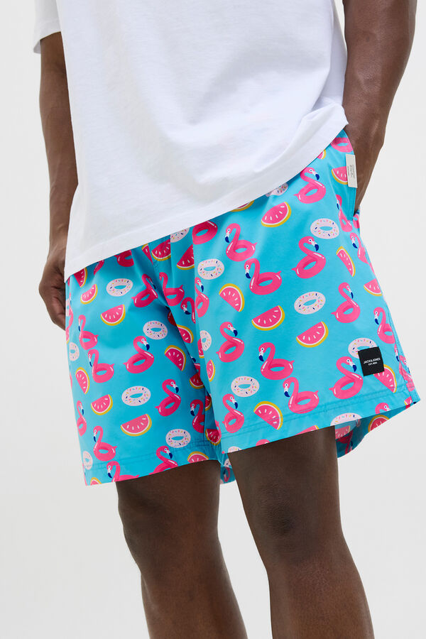 Jack & Jones PLUS Maiô estampado PLUS azul