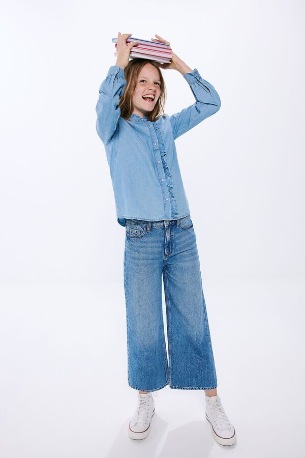 Springfield Kids Pantal&oacute;n denim culotte ni&ntilde;a azul