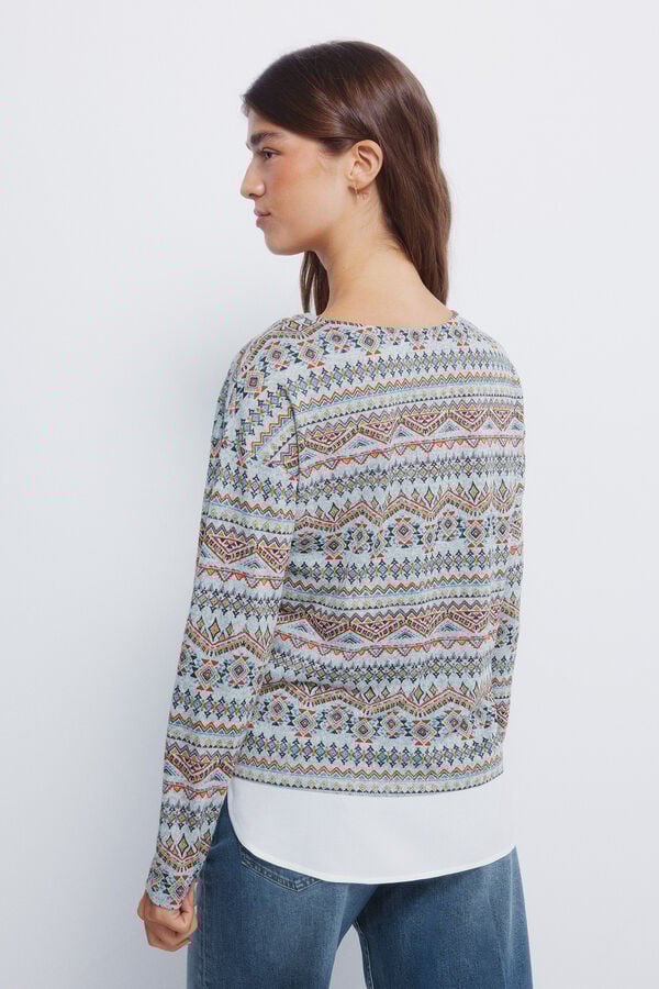 Springfield T-shirt estampada combinada  cinzento