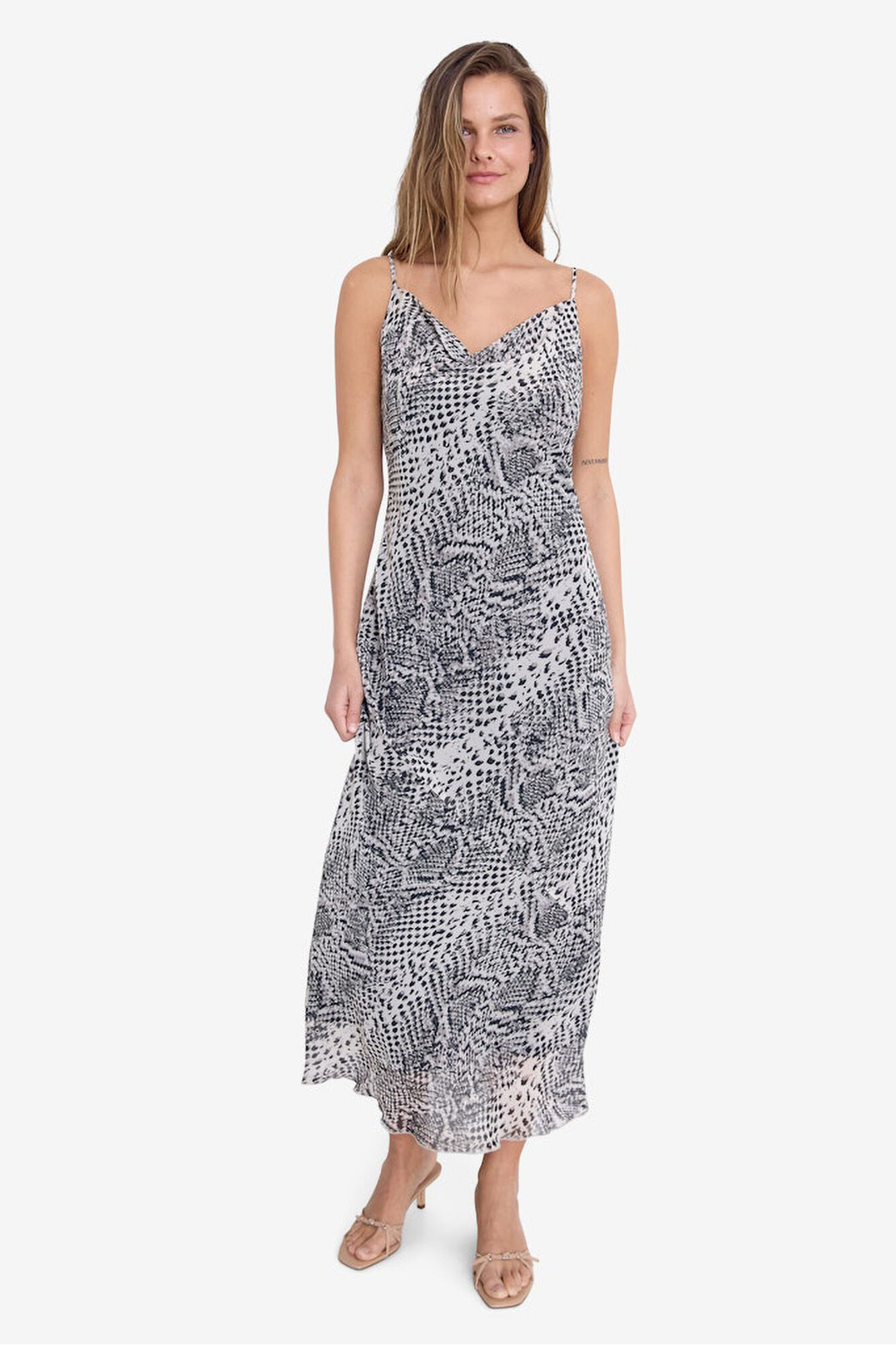 Noisy May Vestido midi tirantes animal print
