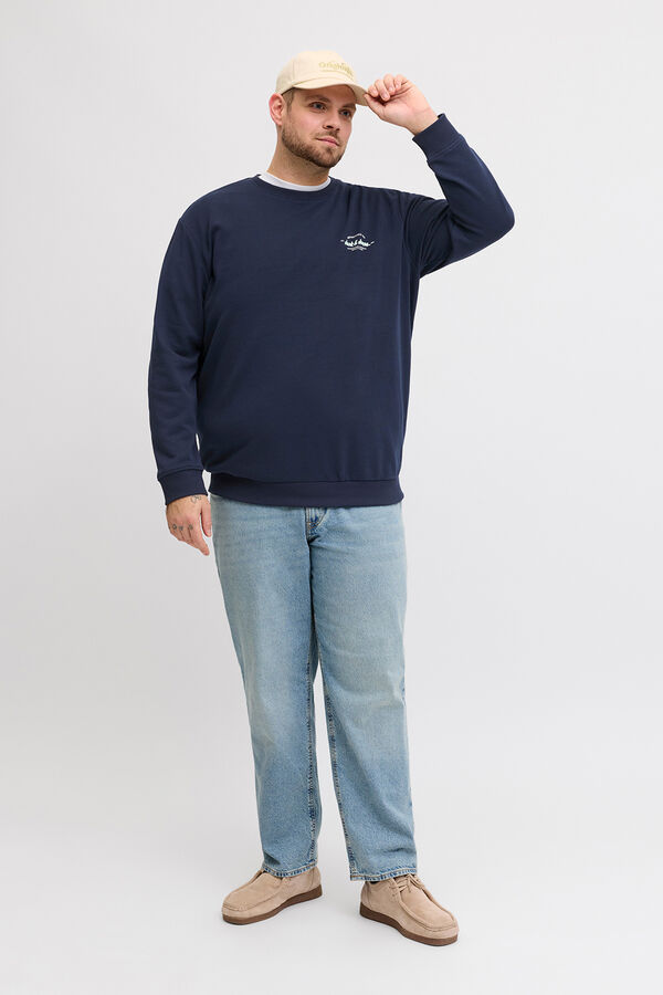Jack & Jones PLUS Sudadera b&aacute;sica manga larga azul