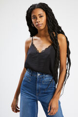 Pimkie Top de tirantes con encaje negro