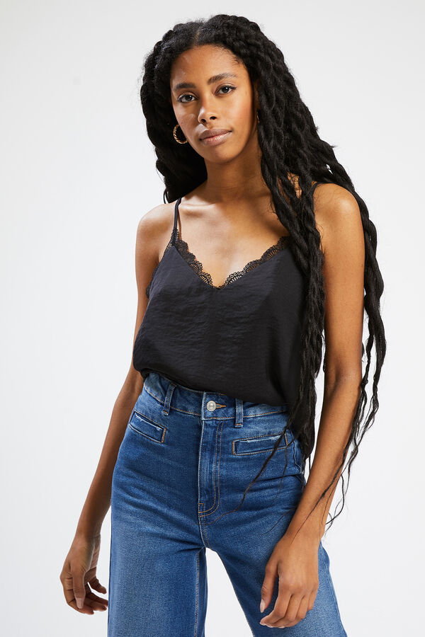 Pimkie Top de tirantes con encaje negro