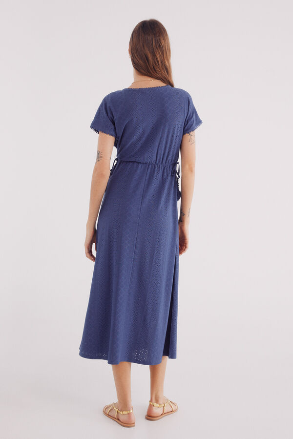 Springfield Vestido midi bordado circular su&iacute;&ccedil;o azul