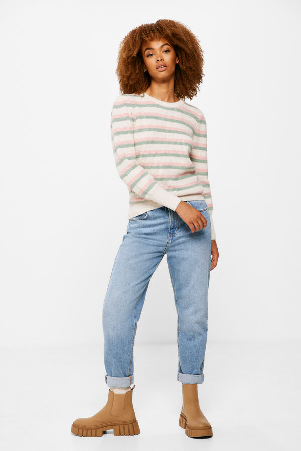 Springfield Jersey Rayas Manga Volumen beige