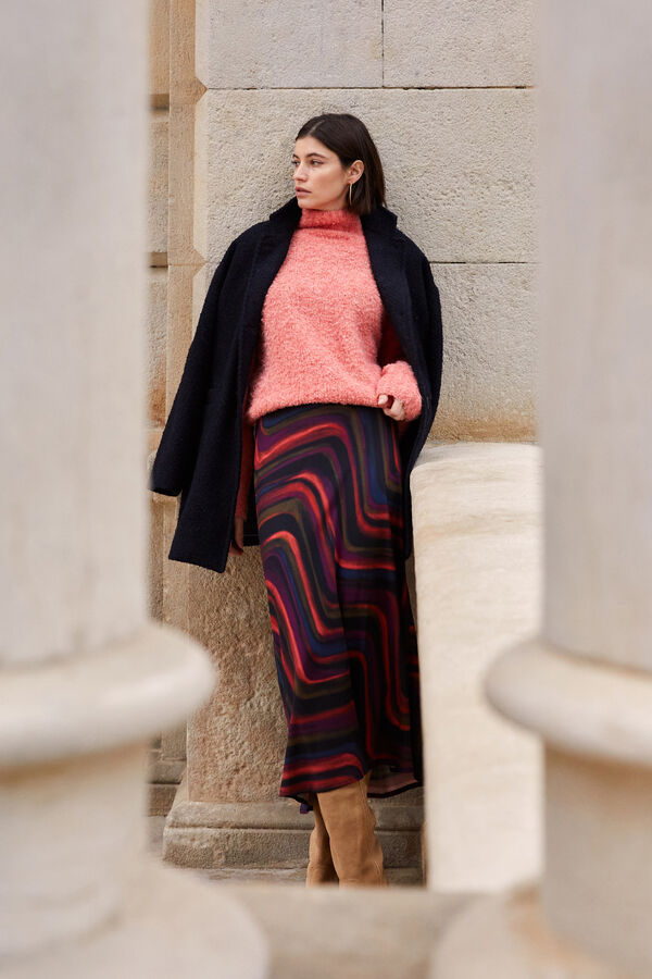 System Action Saia midi com estampado de ondas multicolor estampado