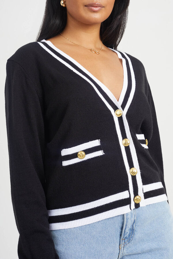 Brave Soul Casaco de malha com contraste branco