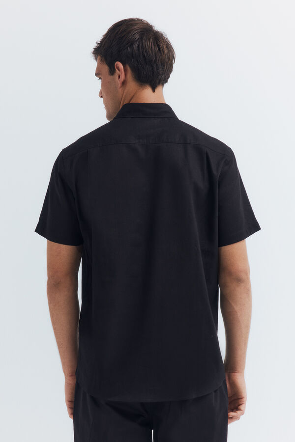 Springfield Camisa linho manga curta preto