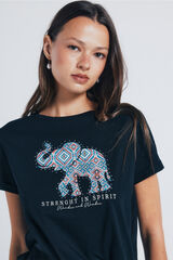 Springfield Camiseta gráfica elefante negro