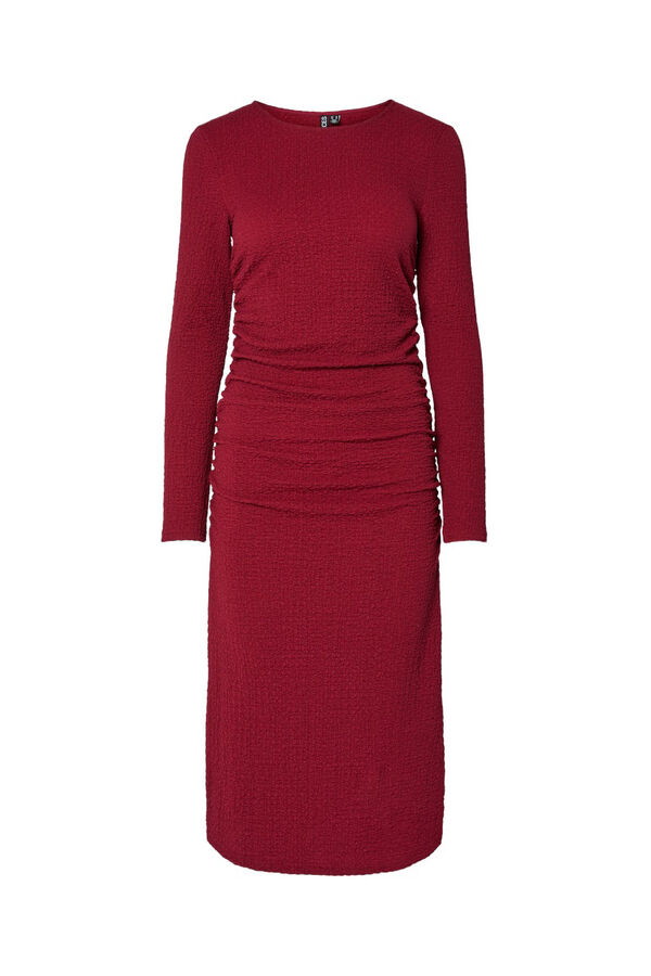 Pieces Vestido midi manga comprida vermelho