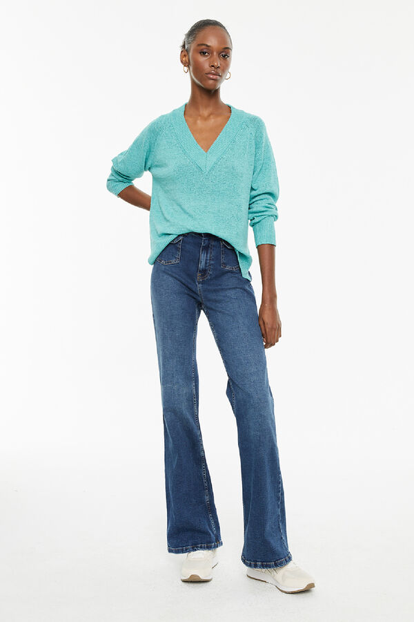 System Action Jersey de escote pico azul