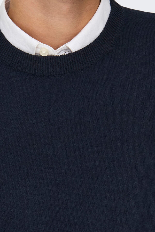 Only & Sons Su&eacute;ter masculino com gola redonda e regular fit azul