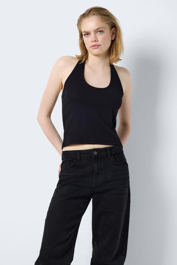 Noisy May T-shirt de decote halter preto