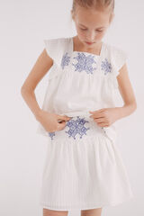 Springfield Kids saia bordada de menina cru