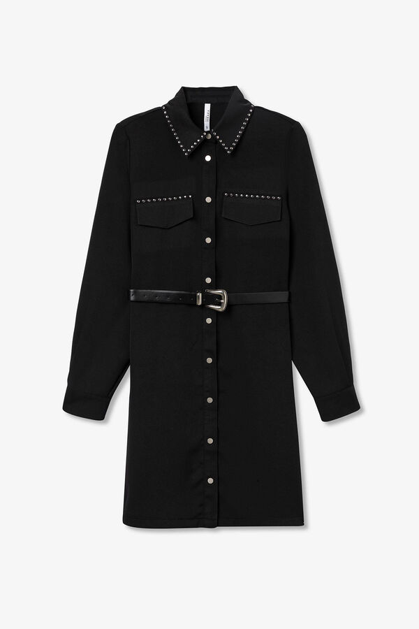 Tiffosi Vestido Camisero con Cintur&oacute;n negro