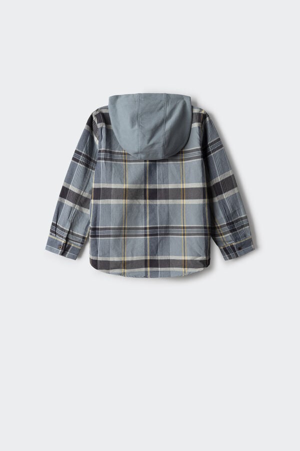 Springfield Kids Camisa com padr&atilde;o de xadrez e capuz para menino azul