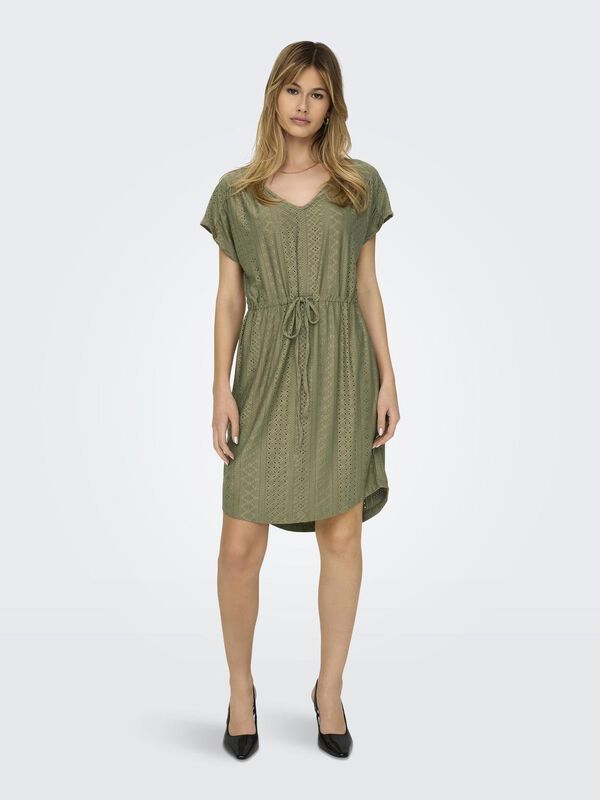 JDY Vestido corto cuello pico verde