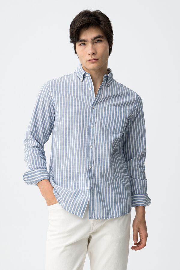 Tiffosi Camisa riscas branca azul