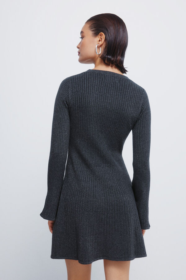 Springfield Vestido curto de malha canelada cinzento