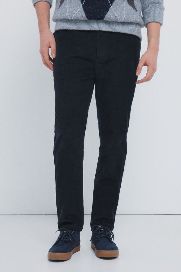 Springfield Cal&ccedil;as chino slim fit de veludo cotel&ecirc; micro azul