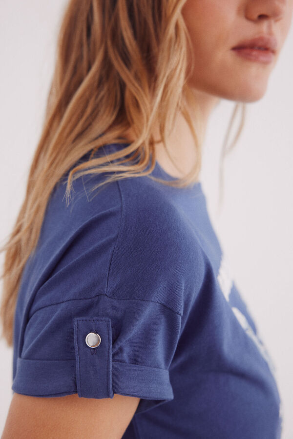 Springfield Camiseta gr&aacute;fica com manga azul