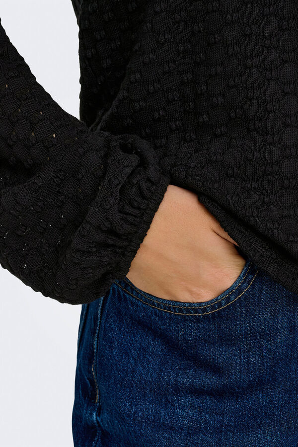 Only Blusa textura manga larga negro