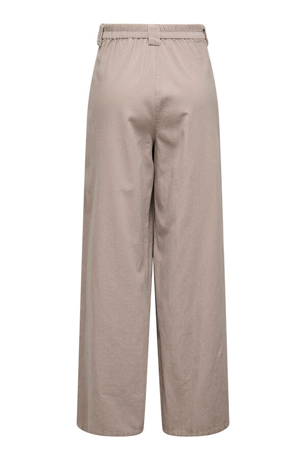 Only Pantal&oacute;n wide leg de pinzas tostado
