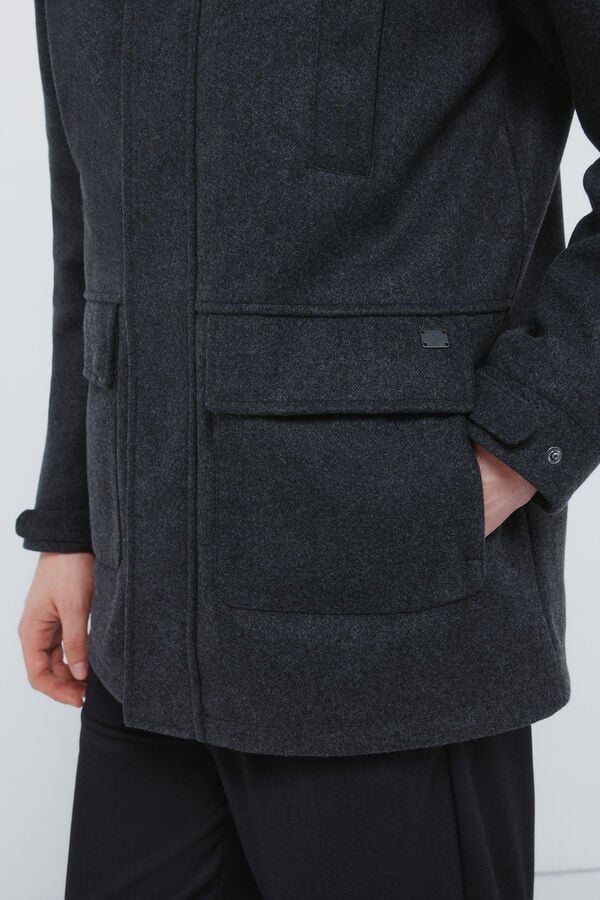 Springfield Parka longa com efeito de l&atilde; cinzento