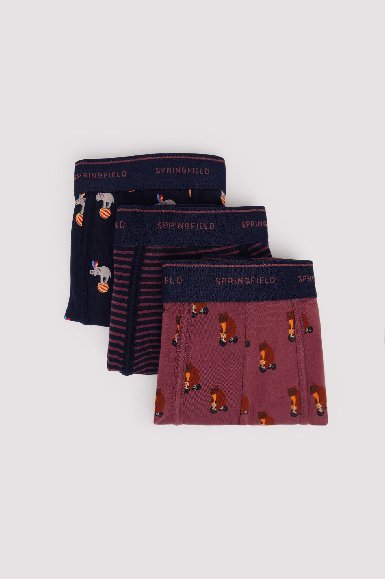 Springfield Pack 3 boxers animales y rayas