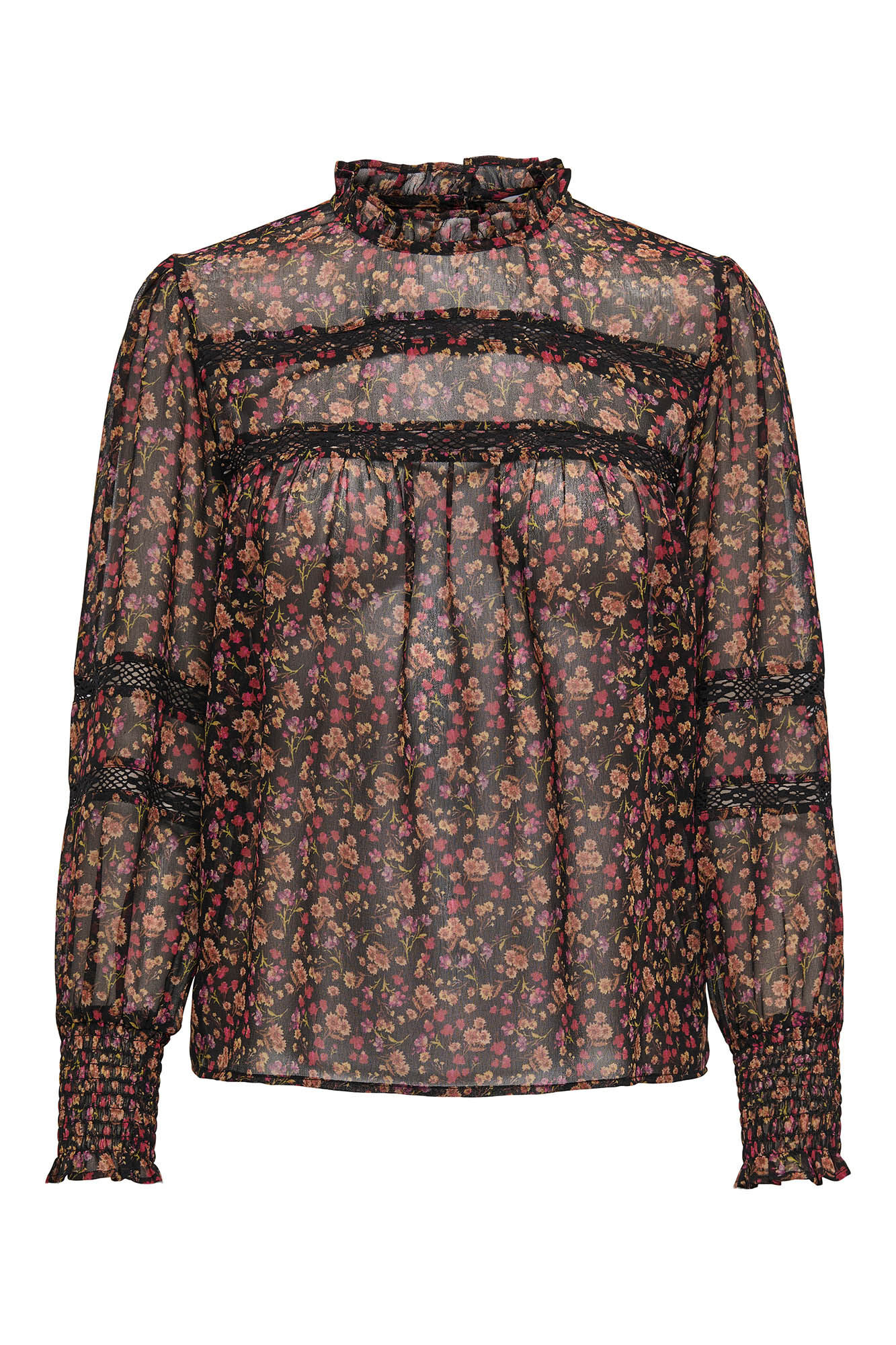 Only Blusa semitransparente con estampado de flores