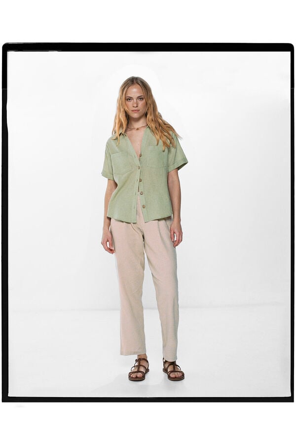 Springfield Bolsos para camisa Camisa Algod&atilde;o Linho verde