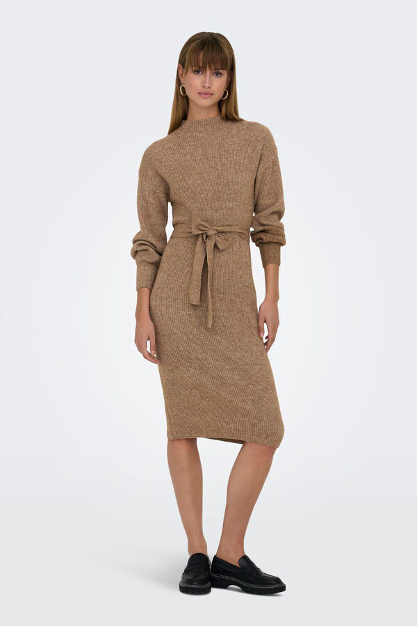 Only Vestido largo de lana marrón