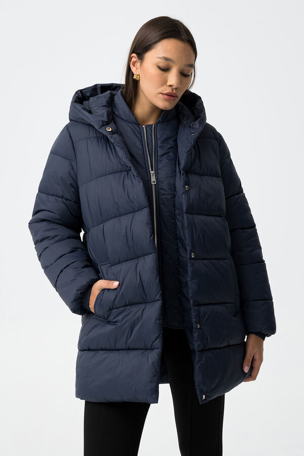 Tiffosi Sobretudo longo de nylon acolchoado azul