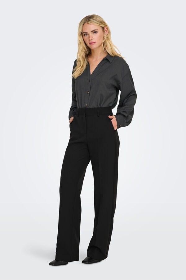 JDY Camisa manga comprida flu&iacute;da cinzento