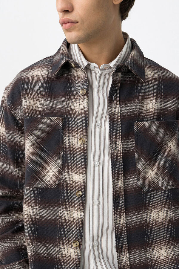 Tiffosi Sobrecamisa Oversized de Franela azul