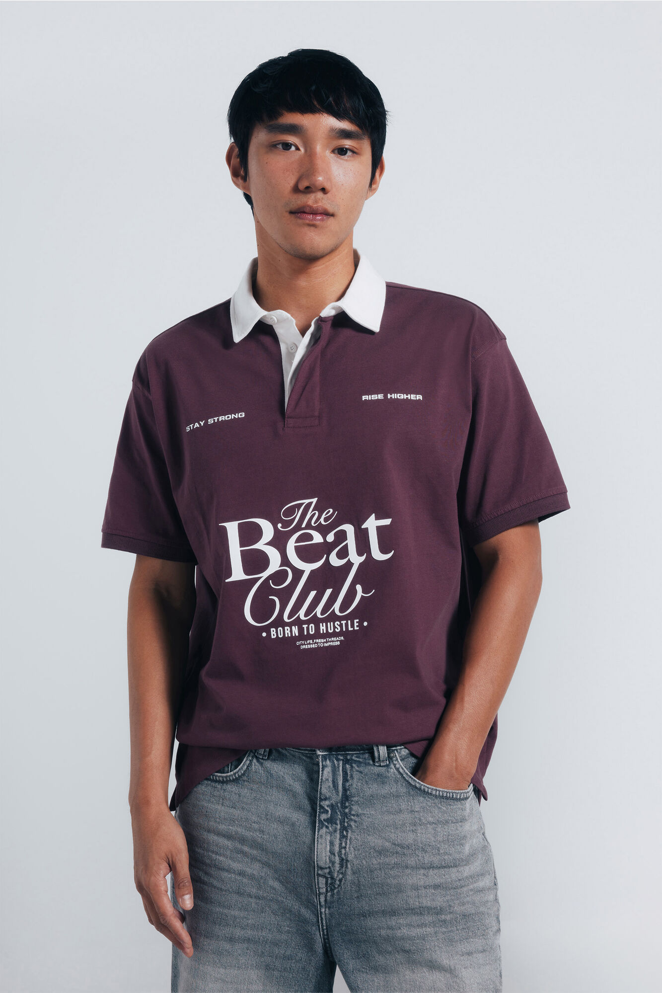 Springfield Polo de rugby com texto em corte quadrado