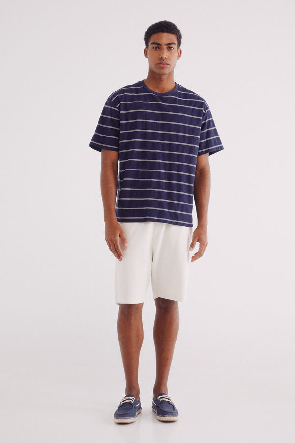 Springfield Camiseta algodón slub rayas azul