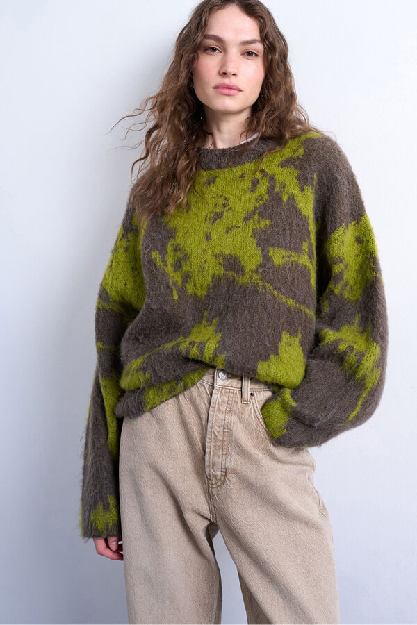 Topshop Camisola de manga comprida com bordado verde