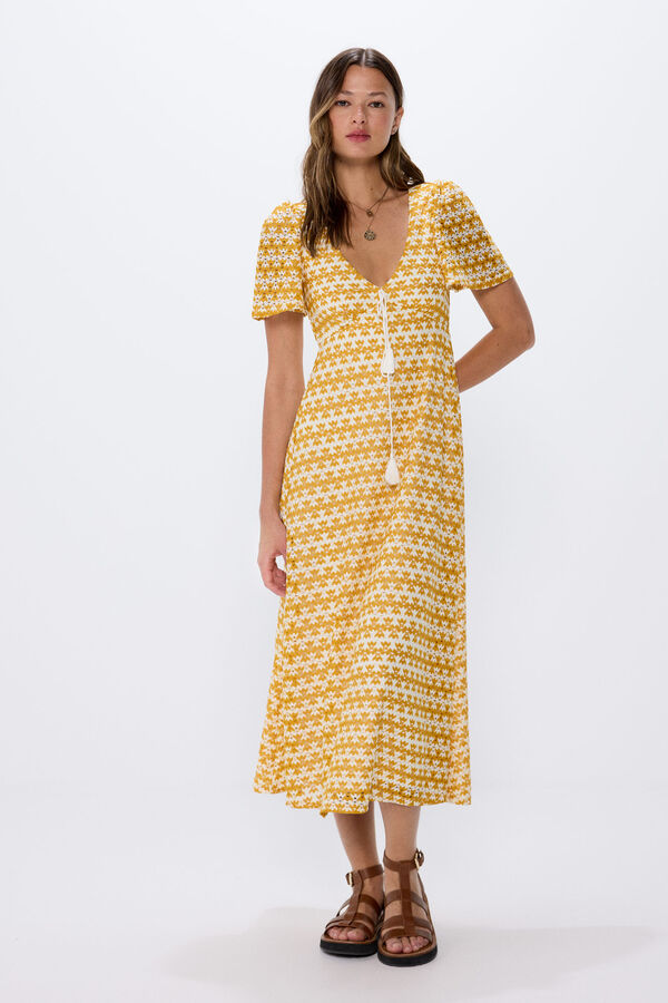 Springfield Vestido midi estructura bicolor amarillo