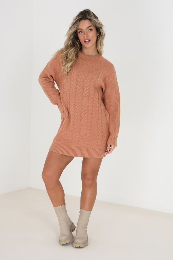 Brave Soul Vestido de punto con ochos beige