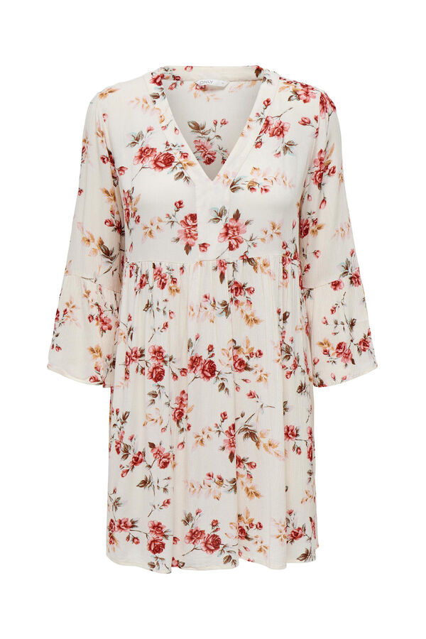 Only Vestido fluido manga média branco