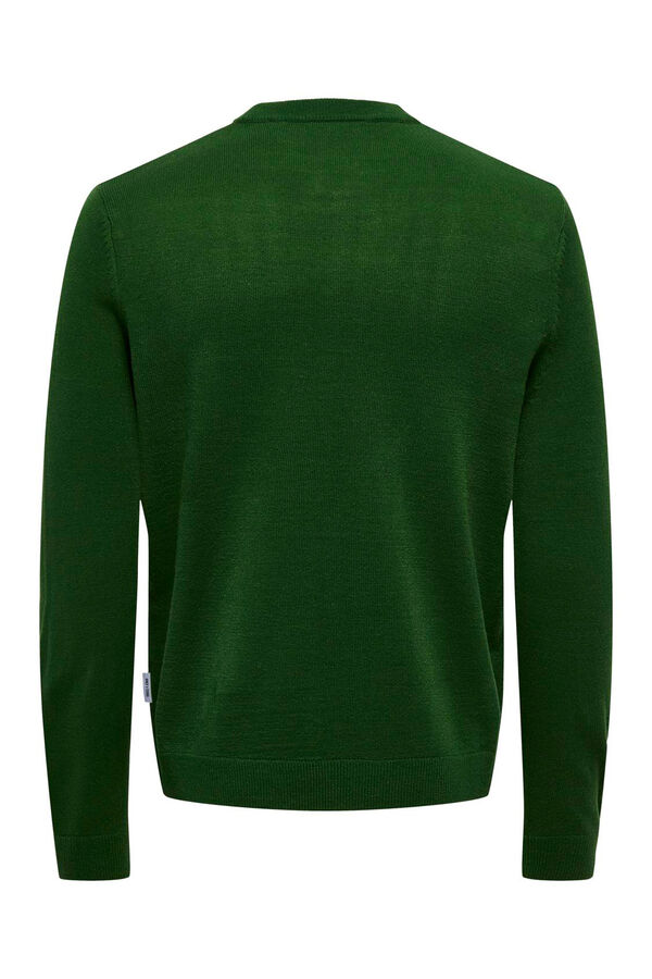 Only & Sons Su&eacute;ter de malha masculino de regular fit  verde