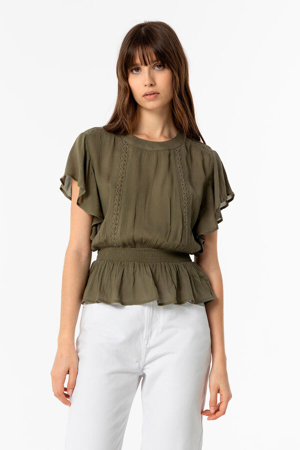 Tiffosi Blusa con Encaje verde