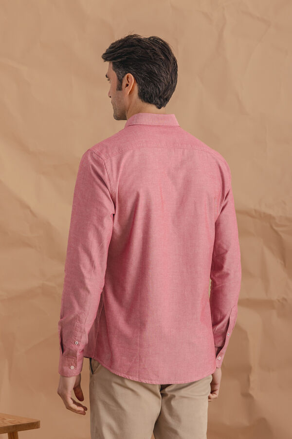 Celopman Camisa Oxford  vermelho